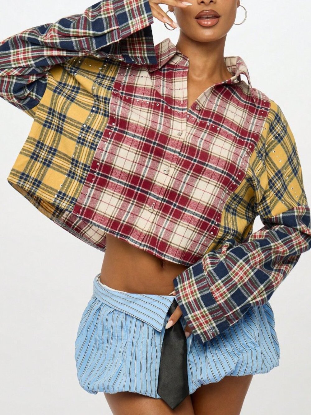 Multicolor Casual Women's Oversized Button Front Long Sleeve Shirt